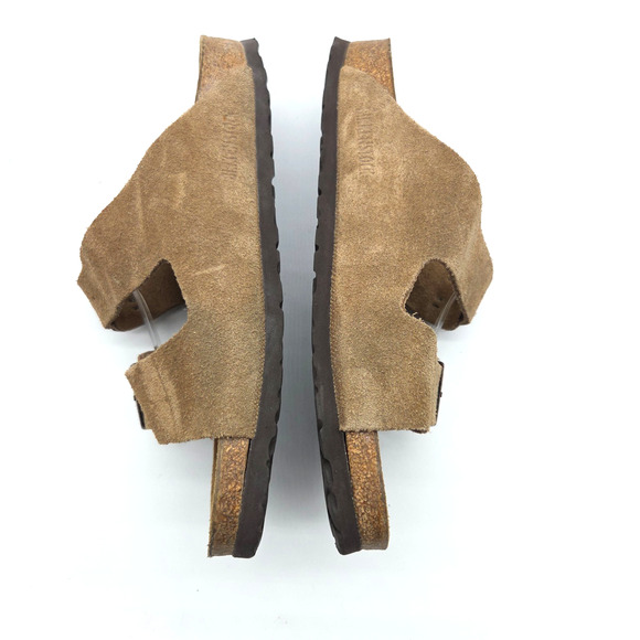 Birkenstock Arizona Suede Sandals Soft Footbed Size 41 US 10 Narrow Taupe Brown - Picture 3 of 6